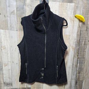 Icelandic Design Black Wool Full Zip Vest Outdoor Winter Warm